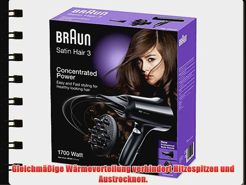 Braun Satin Hair 3 HD 330 Haartrockner mit konzentrierter Leistung (inklusive Diffusor Aufsatz)