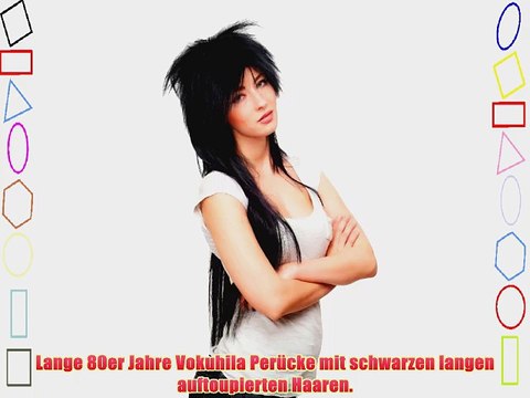 Schwarze 80er Jahre Glam Rock Per?cke lang WIG 9666-1B