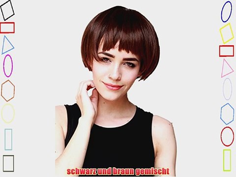 Prettyland C245 - super kurzer BOB Friisur gerade Pony Per?cke - Schwarz und Braun gemischt