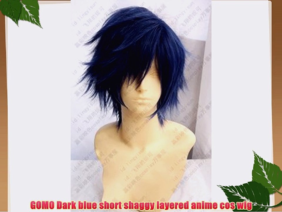 GOMO Dark blue short shaggy layered anime cos wig