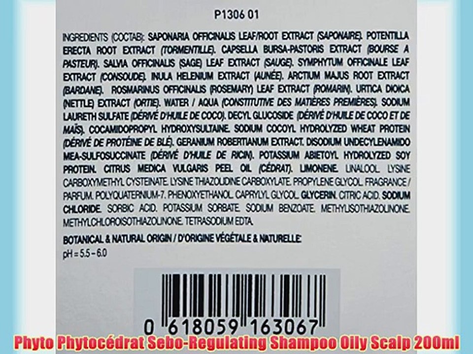 Phyto Phytoc?drat Sebo-Regulating Shampoo Oily Scalp 200ml