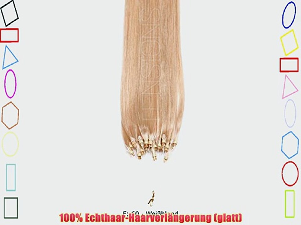 25 x 05g x 50cm wei?blonde Nr. 60 glatte 100% Remy Echthaar Microring Extensions Haarverl?ngerung