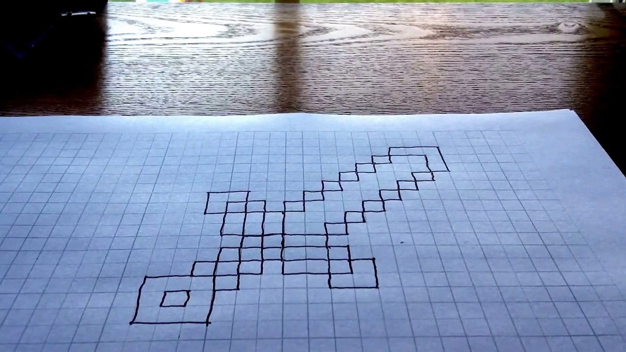 How to draw a diamond sword in minecraft on graph paper
