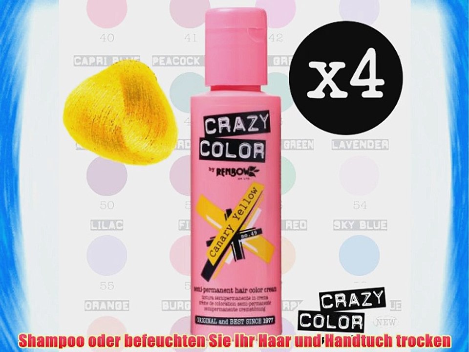 Crazy Colour Semi Permanent Haarf?rbemittel Canary Yellow No.49 (100ml) Box of 4