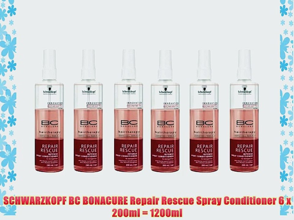 SCHWARZKOPF BC BONACURE Repair Rescue Spray Conditioner 6 x 200ml = 1200ml