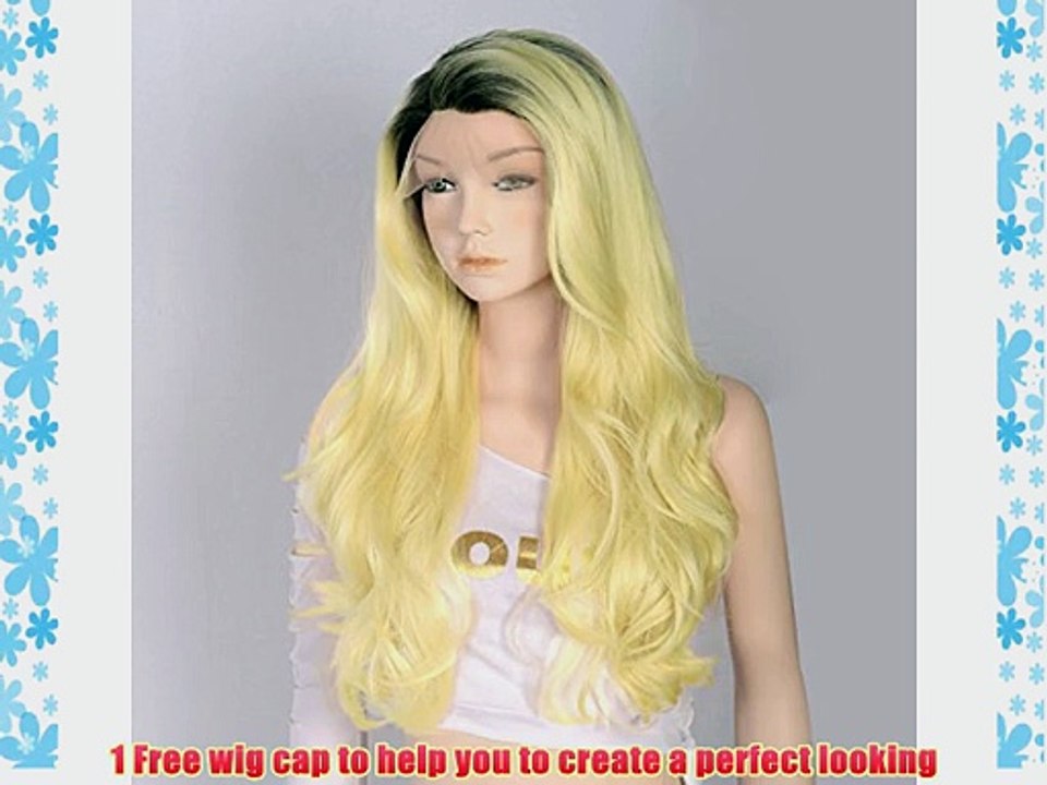 Anime Wig 24 Front Lace Hair Wig New Fashion Style Girl Lady Blond Mixed Black Long Wavy Hair