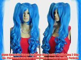 Qiyun Haarteile Damen Per?cken Blau Lockig Wellig Lang 2 Clip-On- Pferdeschwanz Haar Voller