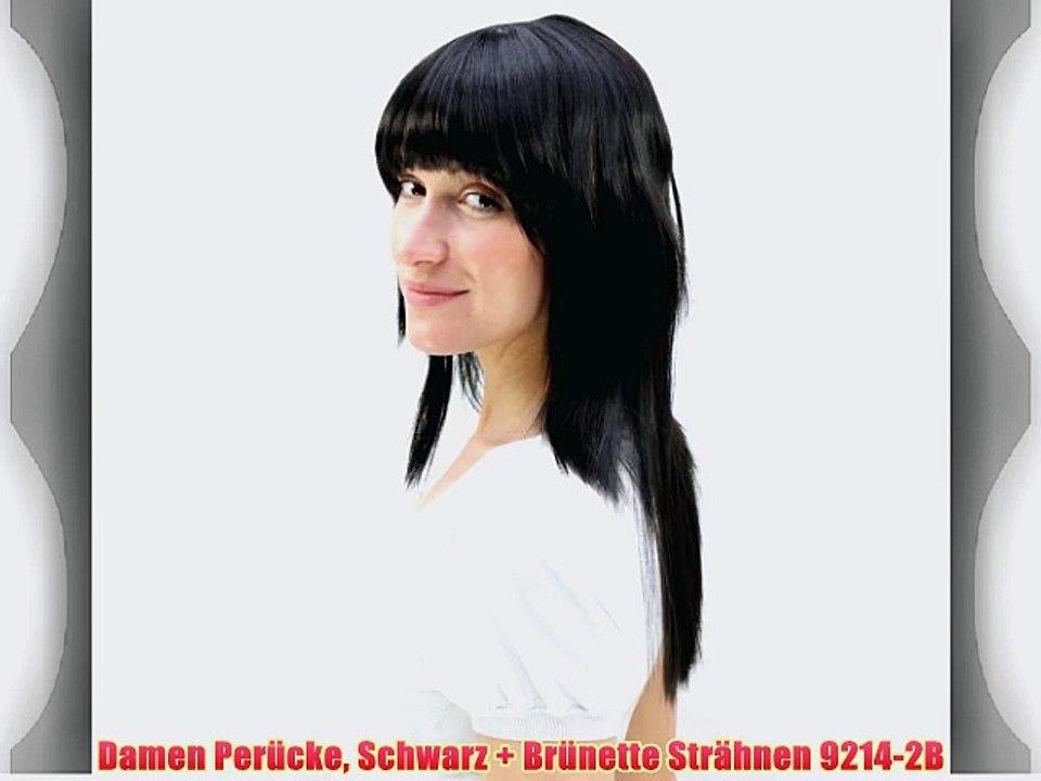 Damen Per?cke Schwarz   Br?nette Str?hnen 9214-2B
