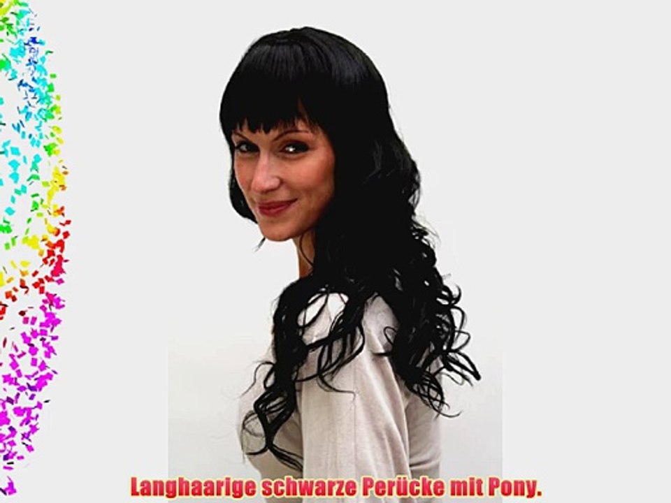 Per?cke schwarz langhaarig Pony ca. 55 cm 6313-1B