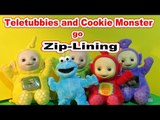 Cookie Monster Chef, and The Teletubbies go to a  Zip Line for some Zip Lining Exercise