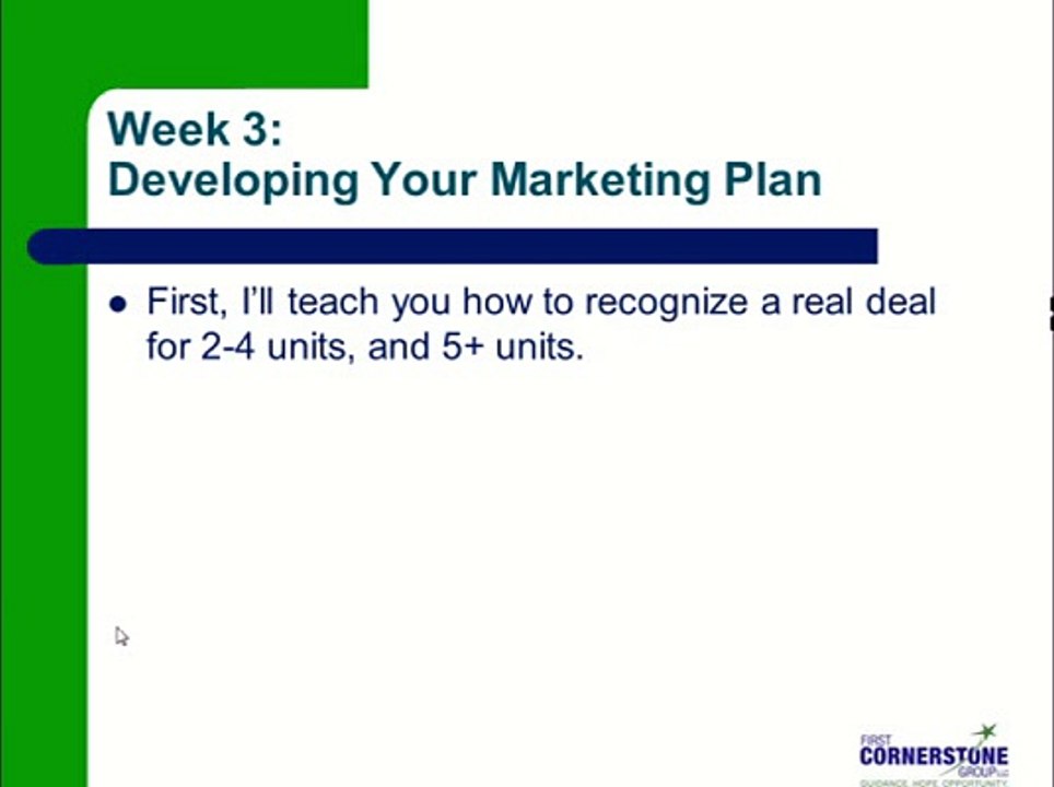 How to Make Big Money with Small Apartments - Week 3 - Developing Your Marketing Plan
