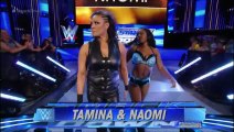 Brie Bella and Alicia Fox (w/ Nikki Bella) vs. Naomi and Tamina Snuka