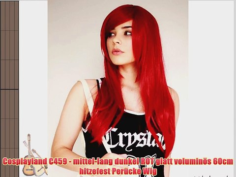 Cosplayland C459 - mittel-lang dunkel ROT glatt volumin?s 60cm hitzefest Per?cke Wig