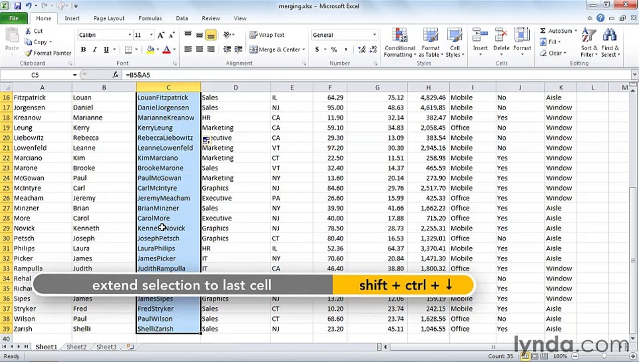 MS Excell Joining data from multiple cells