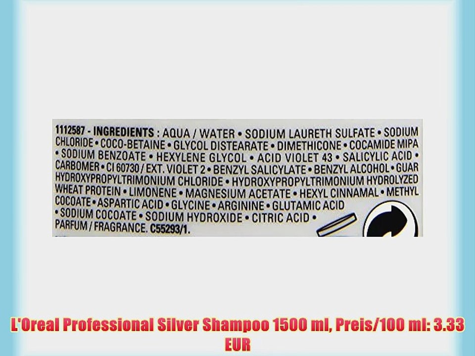 L'Oreal Professional Silver Shampoo 1500 ml Preis/100 ml: 3.33 EUR