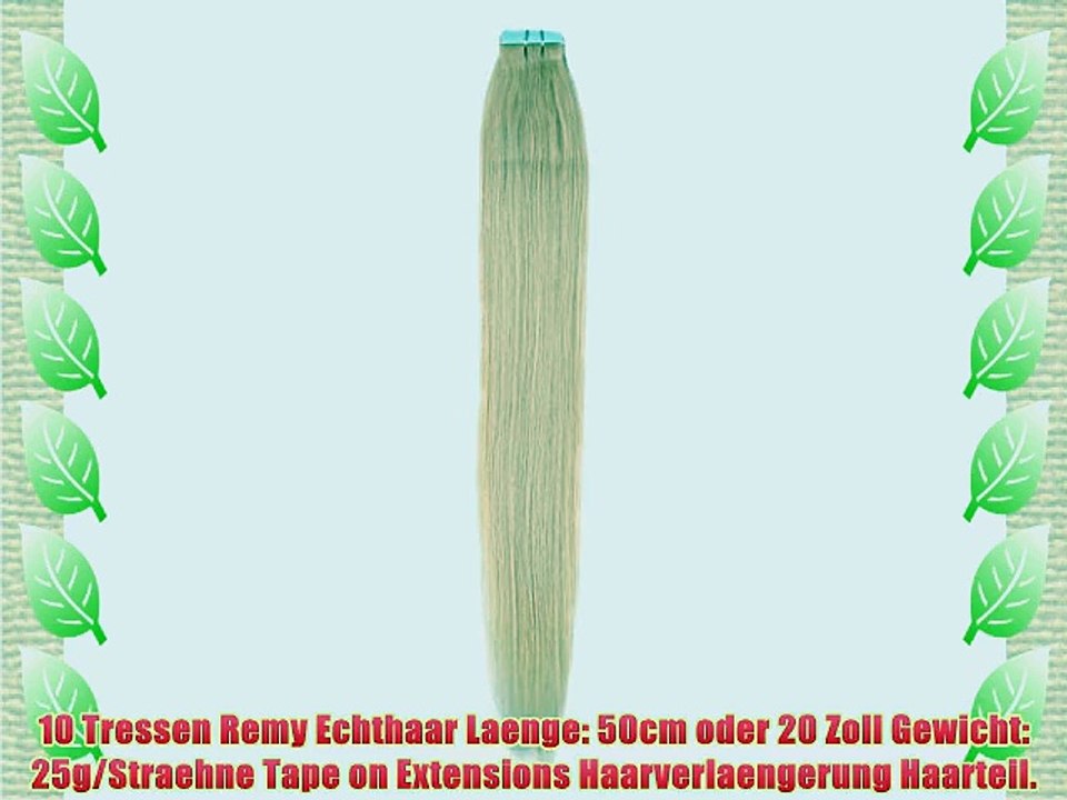 Beauty7 Tape In Extensions Echthaar 50 cm lang Remy Tape Haarverlaengerung Set 10 Tressen 25g