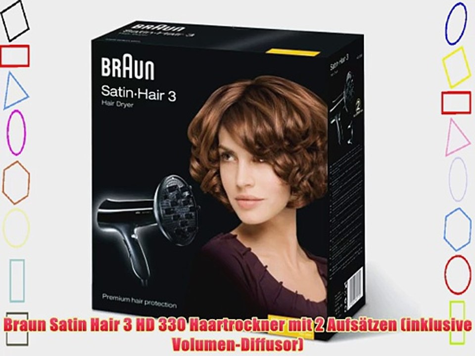 Braun Satin Hair 3 HD 330 Haartrockner mit 2 Aufs?tzen (inklusive Volumen-Diffusor)