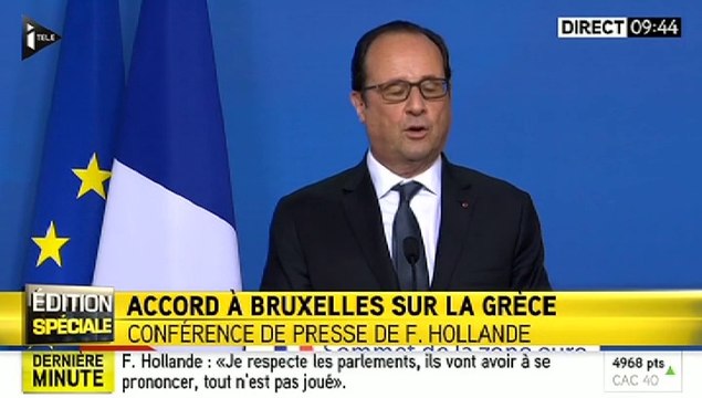 François Hollande : La crédibilité de l'Europe aurait été atteinte, s'il n'y avait pas eu d'accord aujourd'hui