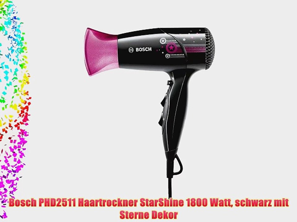 Bosch PHD2511 Haartrockner StarShine 1800 Watt schwarz mit Sterne Dekor