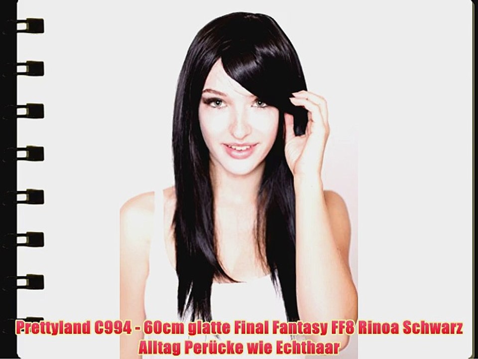 Prettyland C994 - 60cm glatte Final Fantasy FF8 Rinoa Schwarz Alltag Per?cke wie Echthaar