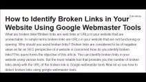 How to Identify Broken Links in Your Website Using Google Webmaster Tools