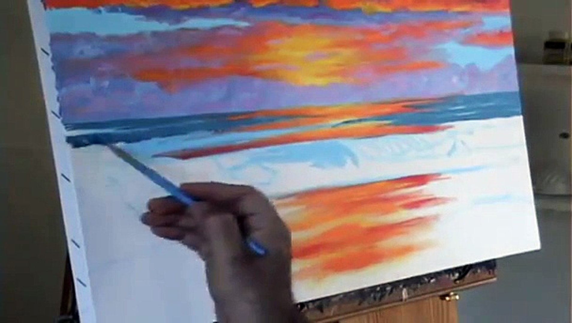 Comment peindre un coucher du soleil 4 sur la plage cour de peinture  acrylique sur toile - video Dailymotion
