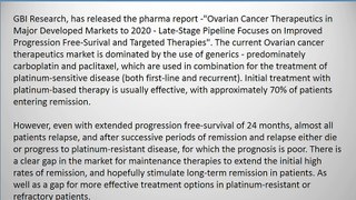 Ovarian Cancer Therapeutics in Major Developed Markets to 2020