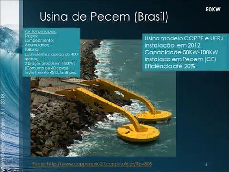 Geração de energia elétrica por ondas - Coluna de água oscilante com gerador linear