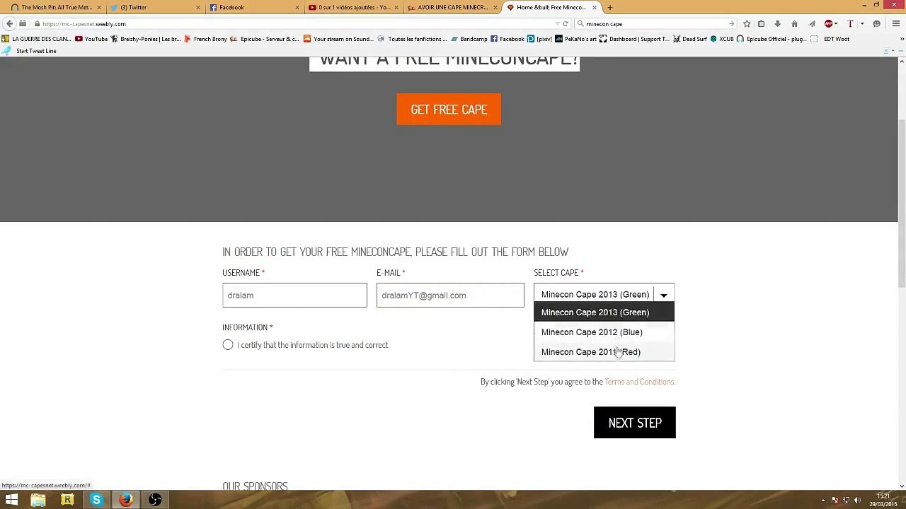 AVOIR UNE CAPE MINECON GRATUITEMENT