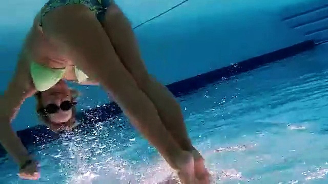 swimming underwater upside down!
