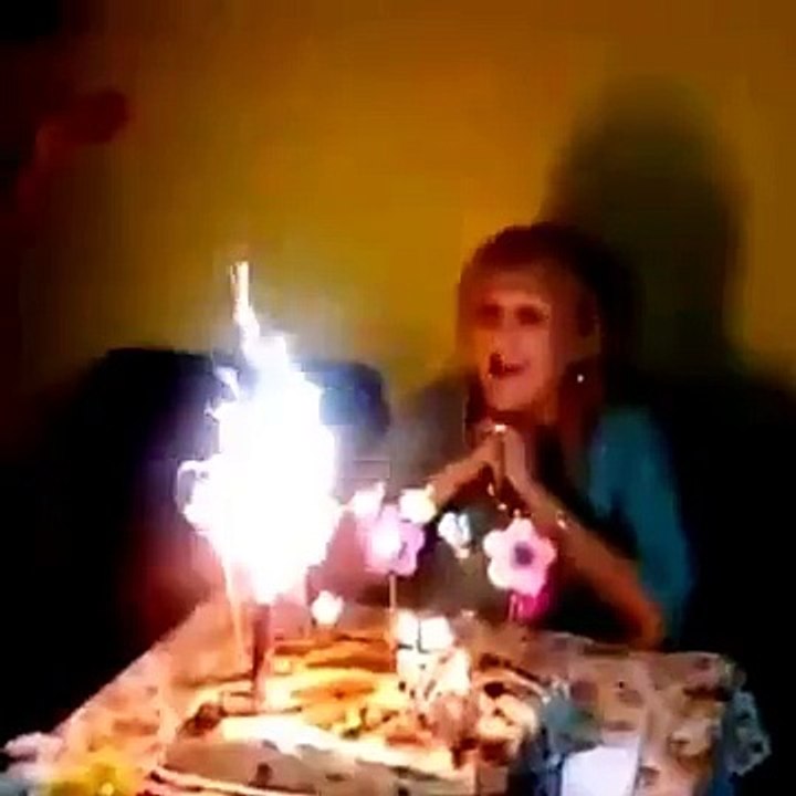 Birthday Woman's face catches Fire Funny Video