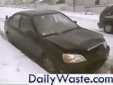 Cars sliding on ice