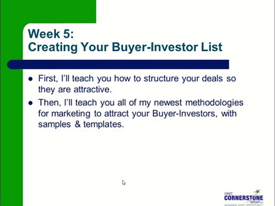 How to Make Big Money with Small Apartments - Week 5 - Creating Your Buyer-Investor List