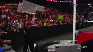 OMG-The Beast Brock Lesnar Seriously Damaged Kane's Leg In  Contract Signing for WWE Battleground Raw, July 13, 2015