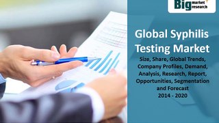 Global Syphilis Testing Market - Trends, Size, Share, Demand, Growth & Forecasts 2020