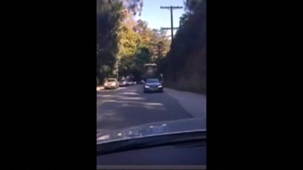 Driver filmed reversing for miles on a busy road in LA