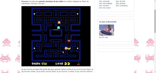 Partie du jeu retro : Pacman