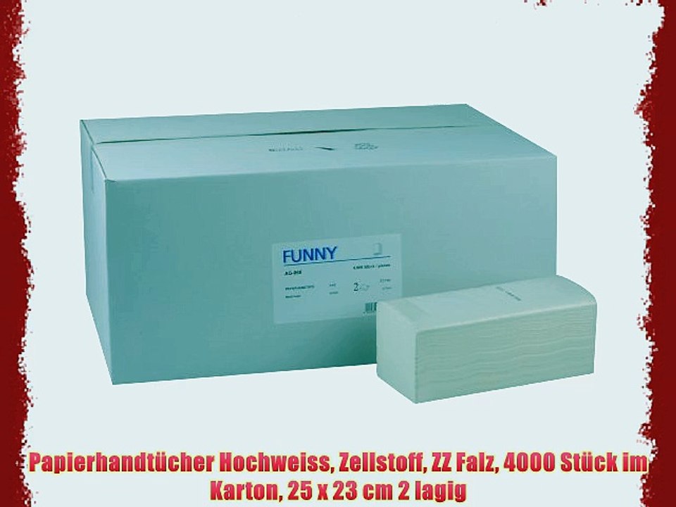 Papierhandt?cher Hochweiss Zellstoff ZZ Falz 4000 St?ck im Karton 25 x 23 cm 2 lagig