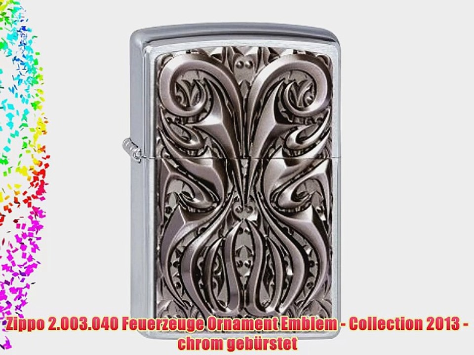 Zippo 2.003.040 Feuerzeuge Ornament Emblem - Collection 2013 - chrom geb?rstet