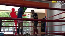 Nerdy girl beats up guys at the gym   Maxmantv
