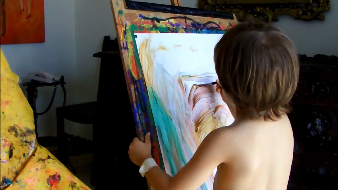 Sergi Pedret i Kudryashova amb tres pinzells, by Ona Radio Quim Pedret