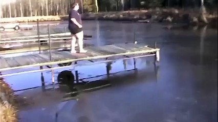 Fat Guy jumping onto ICE