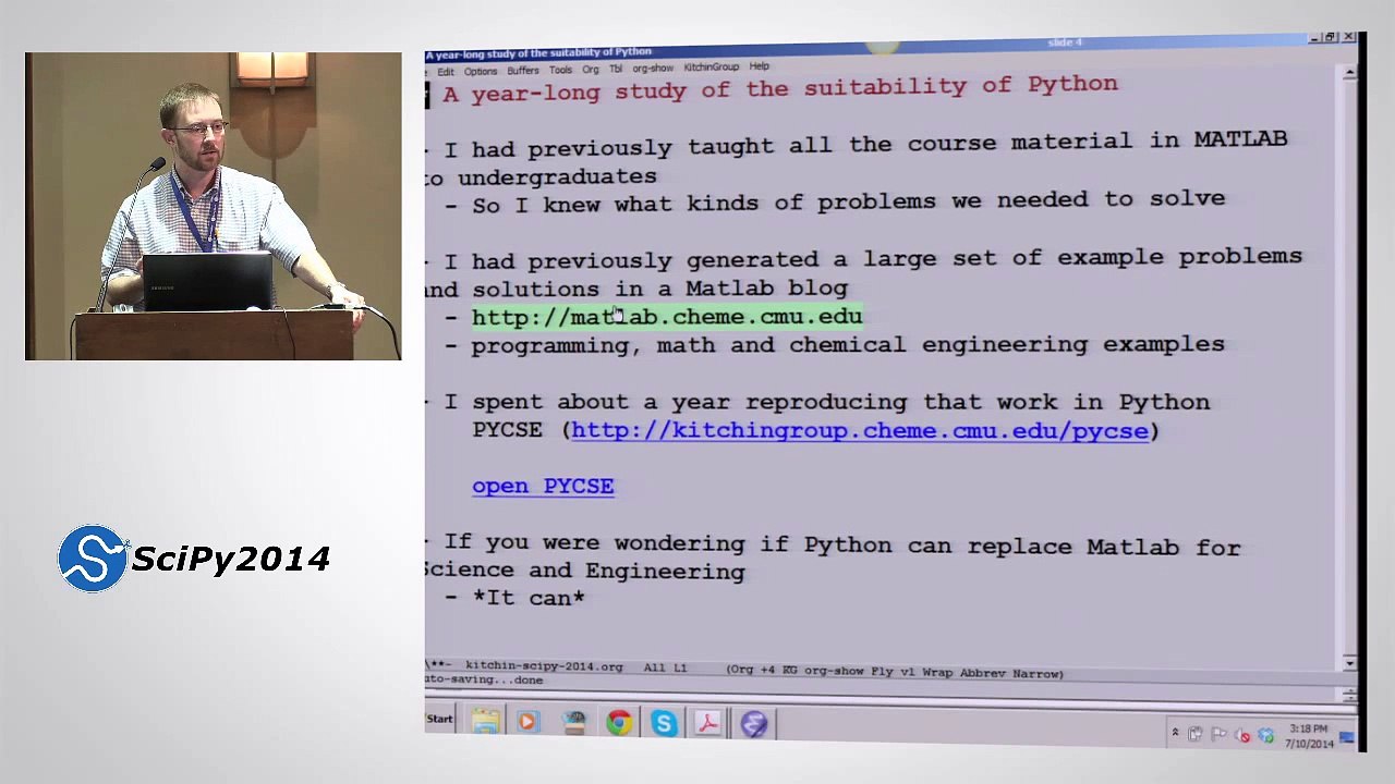 A Success Story in Using Python in a Graduate Chemical Engineering Course| SciPy 2014 | John Kitchin