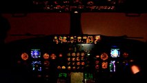 Boeing 737-500 cockpit.Night ILS RW19 landing at VKO