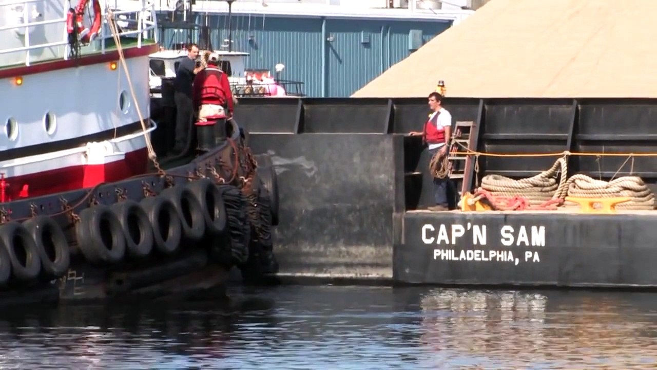 Tugboat and Sand Barge Operations in New Bedford