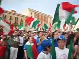 Italian soccer fans sing anthem in piazza in L'Aquila