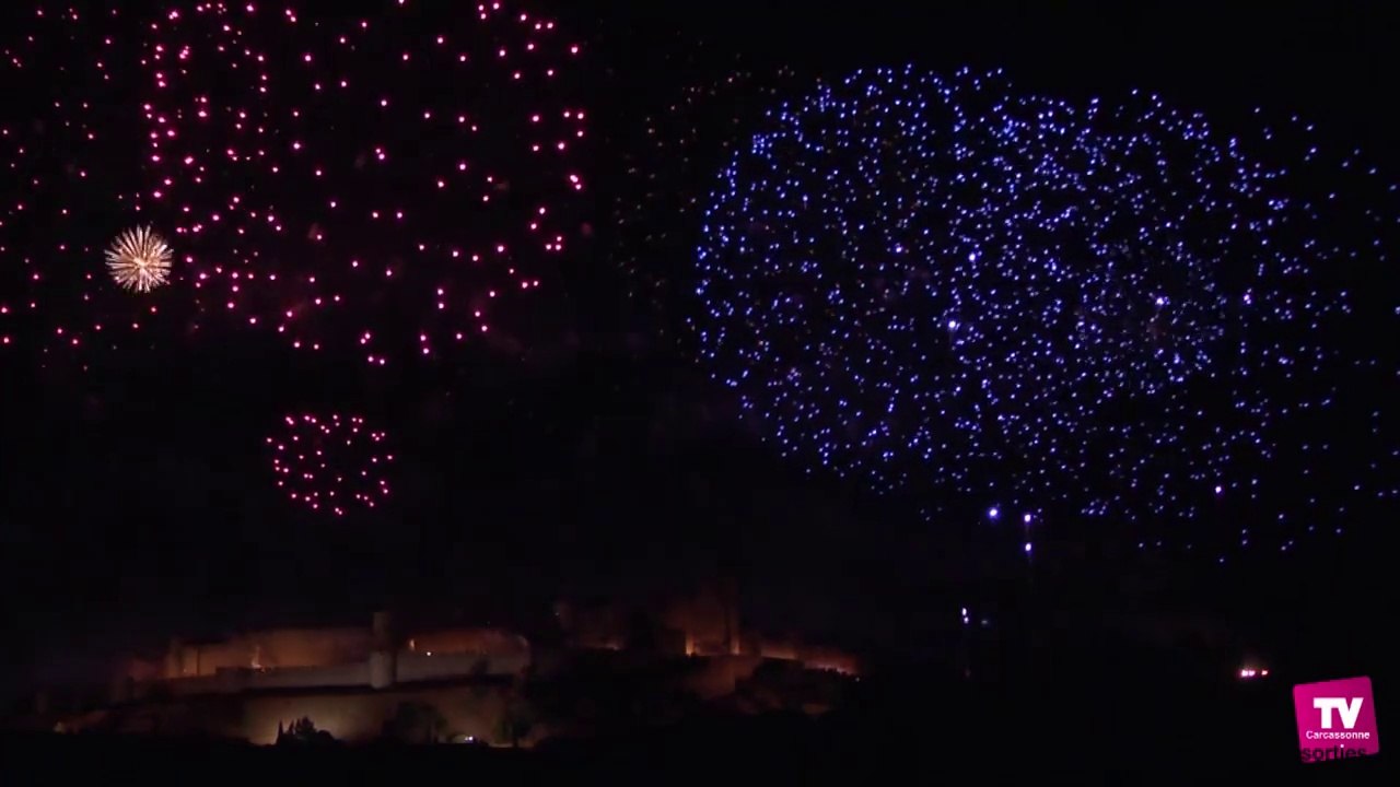 Le Feu d’Artifice de Carcassonne et l’embrasement de la Cité du 14 juillet 2015 :