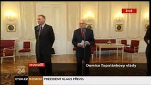 Václav Klaus přijal demisi od Mirka Topolánka