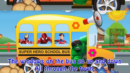 Wheels on the Bus Super Hero Nursery Rhymes   Spiderman cartoon