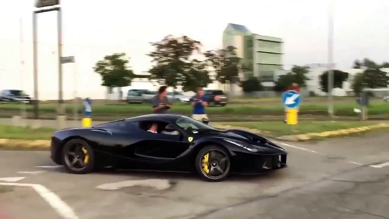 Black Ferrari LaFerrari epic wild drifting and nearly crashing